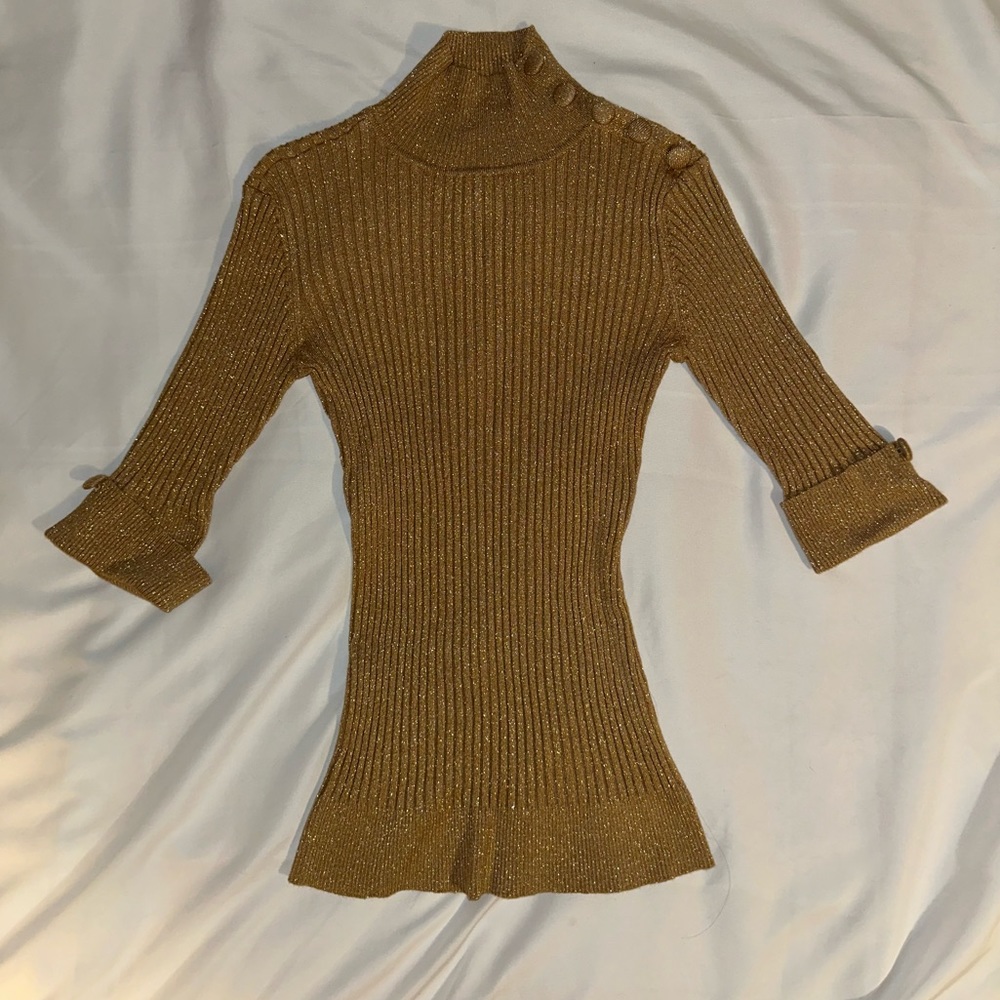 INC International Concepts Gold Sparkling Sweater Medium